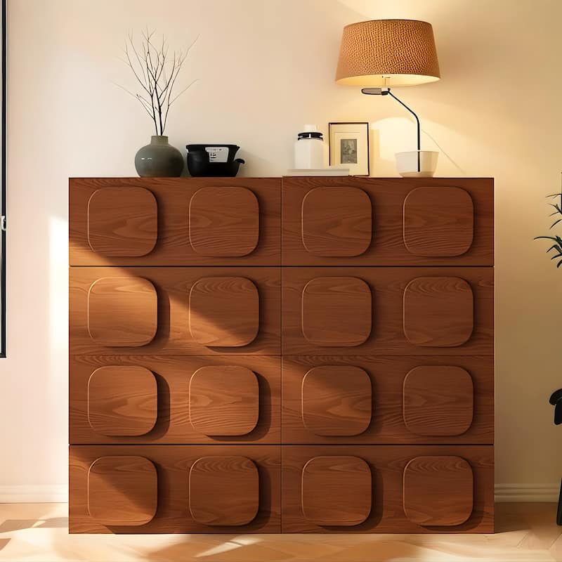19.69" Media Console, Brown Solid Wood with Vent, Side Table, Night Stands,1 Piece