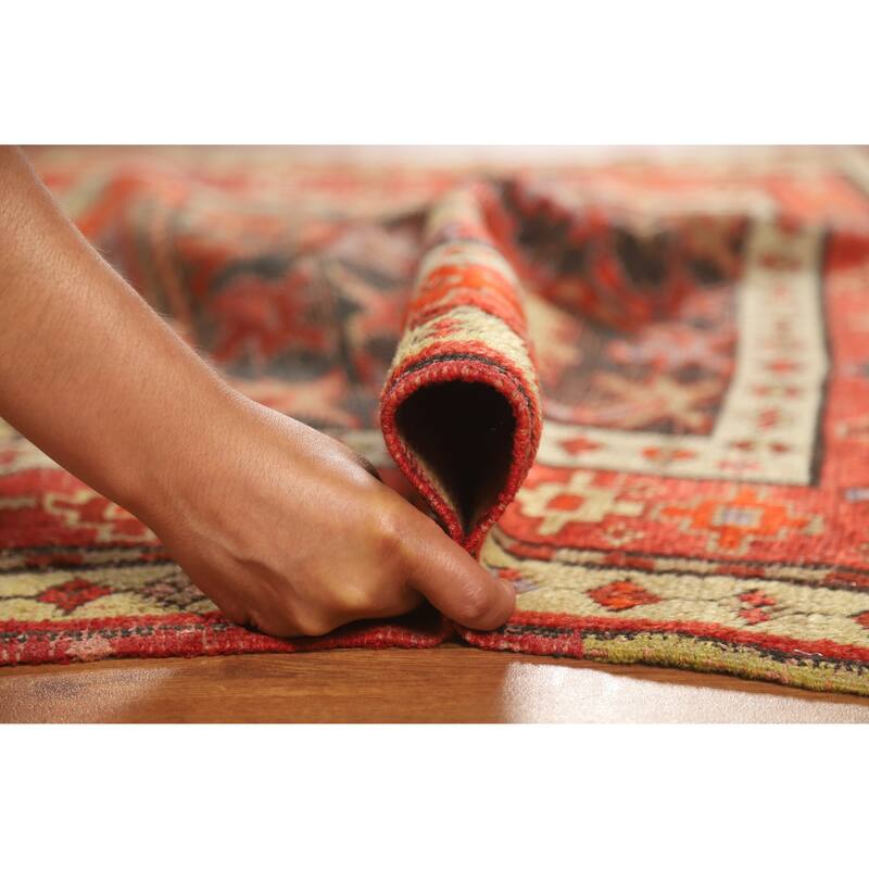 Hand Knotted Oriental 100% Wool Carpet Transitional Geometric Oranges & Rust Anatolian Area Rug - 4' 2'' X 3' 6''