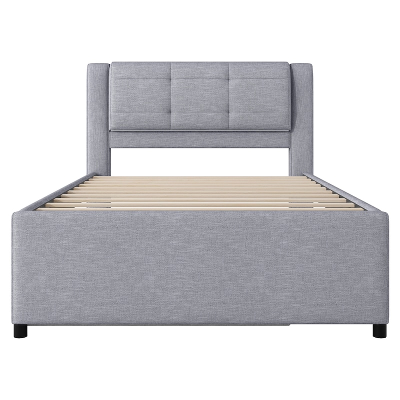 Full Size Upholstery platform bed with Trundle