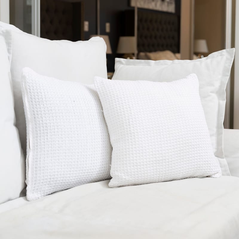 Fabstyles Honeycomb Cotton Polyfilled Cushions Set of 2 - Polyester - White - Set of 2