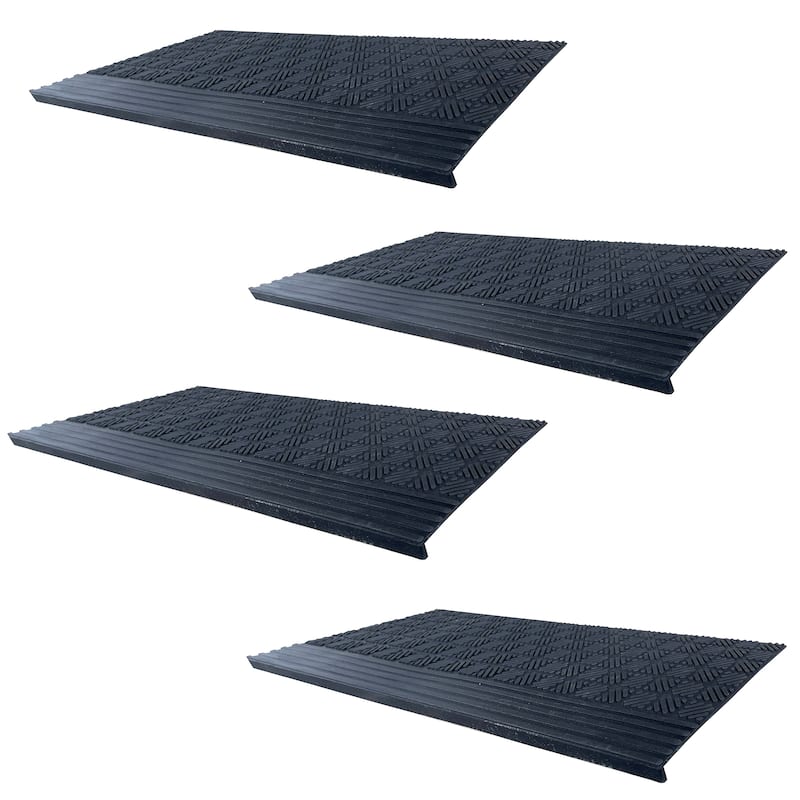 4 Piece Bull Nose Rubber Stair Tread Set 30 x 10 inch - 30"Lx10"Wx.4"H