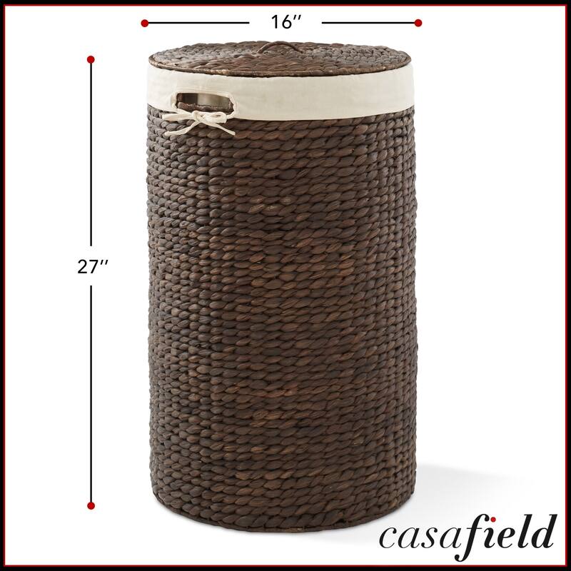 Round Laundry Hamper Basket with Lid and Liner for Clothes