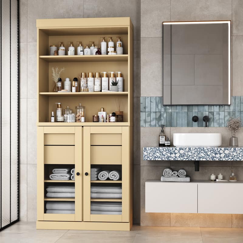 100% Solid Wood 32" Bathroom Cabinet with Optional Doors, 2-Drawers by Palace Imports
