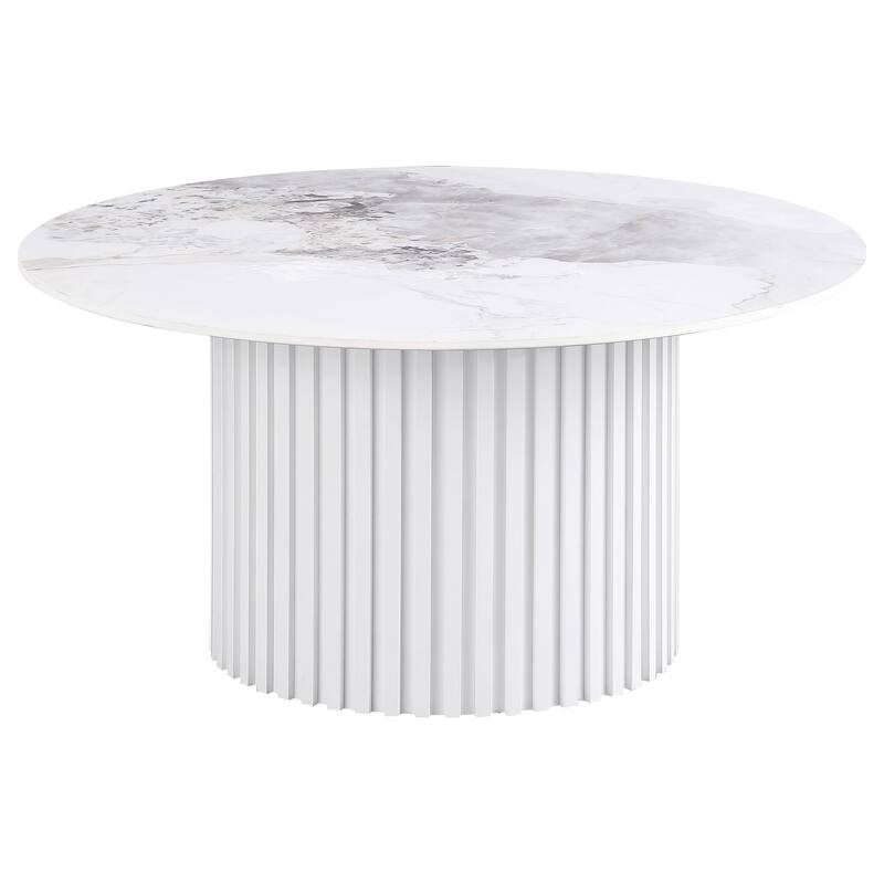 Rowena Coffee And End Table Set White Faux Marble