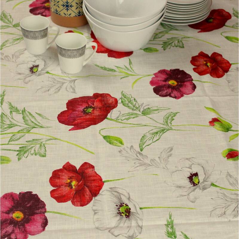 Vannes Poppy Wipeable Acrylic Coated Tablecloth Spill Resistant