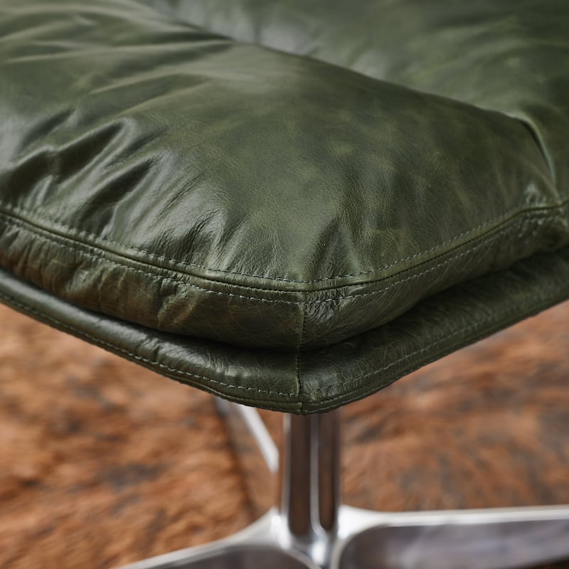 Art Leon Mid-Century Modern Genuine Leather Home Office Desk Chair