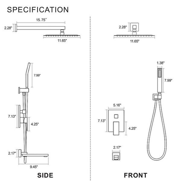 Eridanus Luxury Rainfall Shower System with Tub Spout for Eridanus Luxury Rainfall Shower System with Tub Spout for