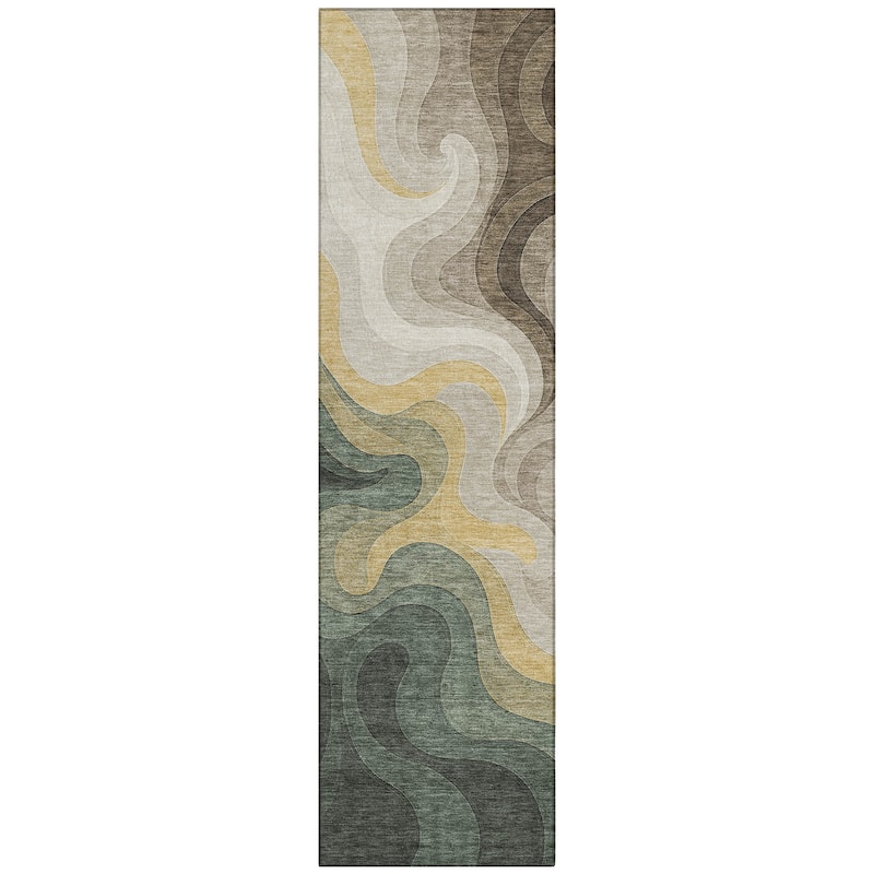 Machine Washable Indoor/ Outdoor Modern Dejuan Chantille Rug