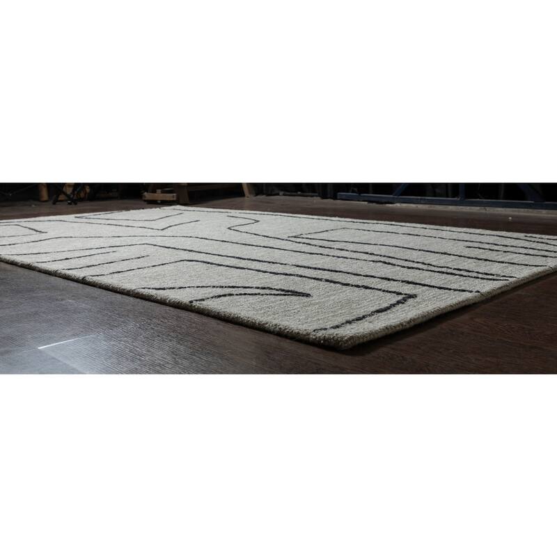 Abbey Valetta Natural, Brown, and Black Wool Handwoven Area Rug - 2' x 6' Runner