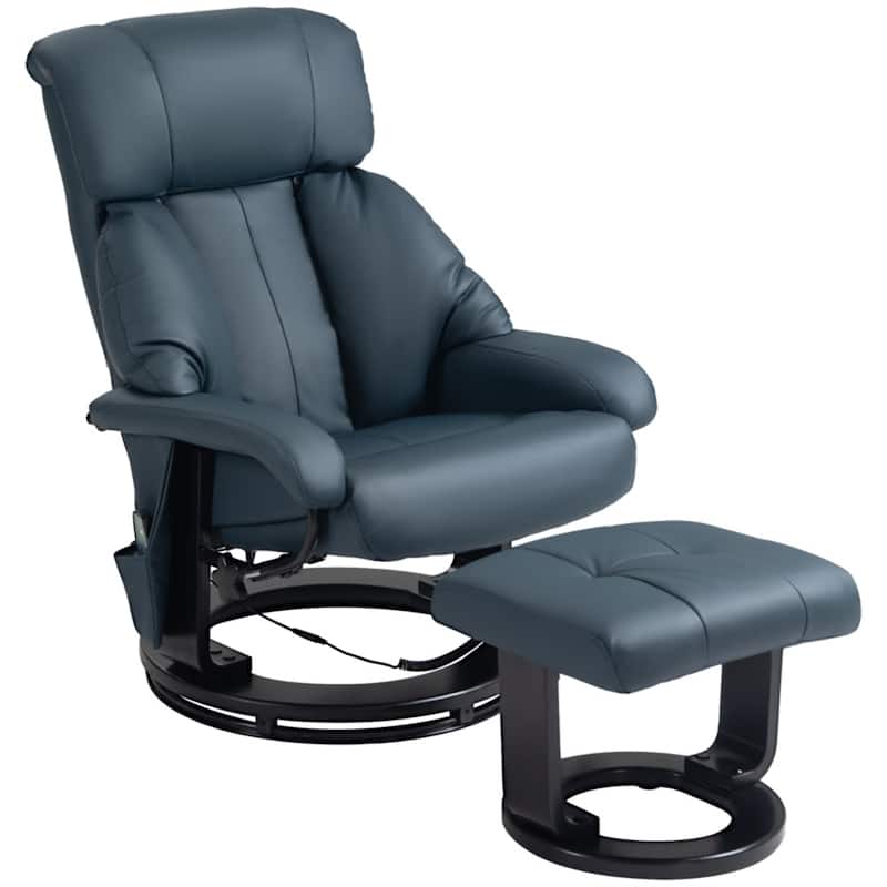 PU Leather Remote-Controlled Massage Recliner Chair with Ottoman and 10-Point Vibration - 30" W x 31.5" D x 40.25" H