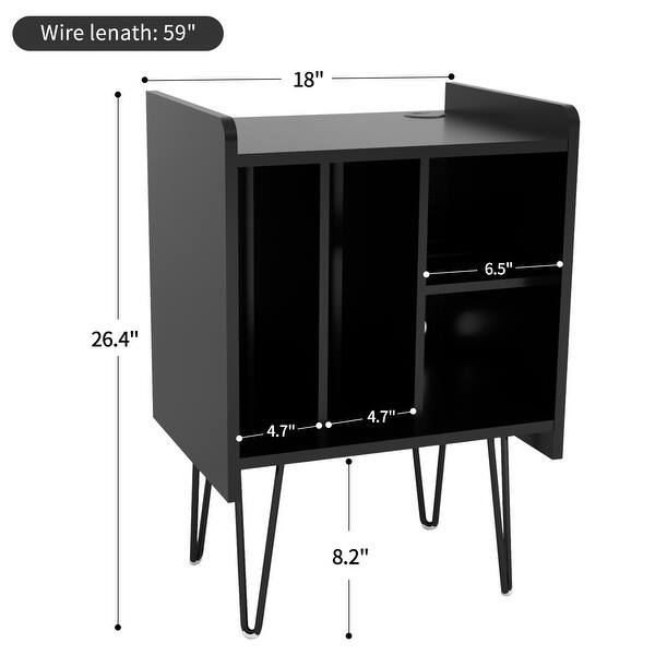 Empty Record Rack Four-Compartment Record Rack With Usb Port - Bed Bath & Beyond - 39941527