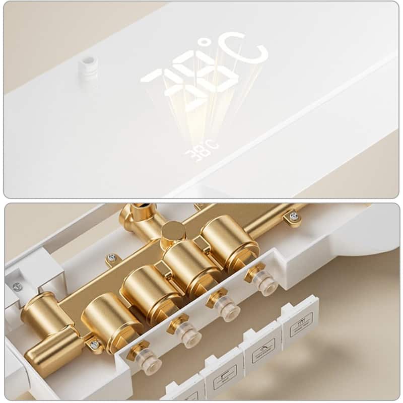 Wall Mounted Digital Display Thermostatic Shower System, 4-function Rain Shower Head