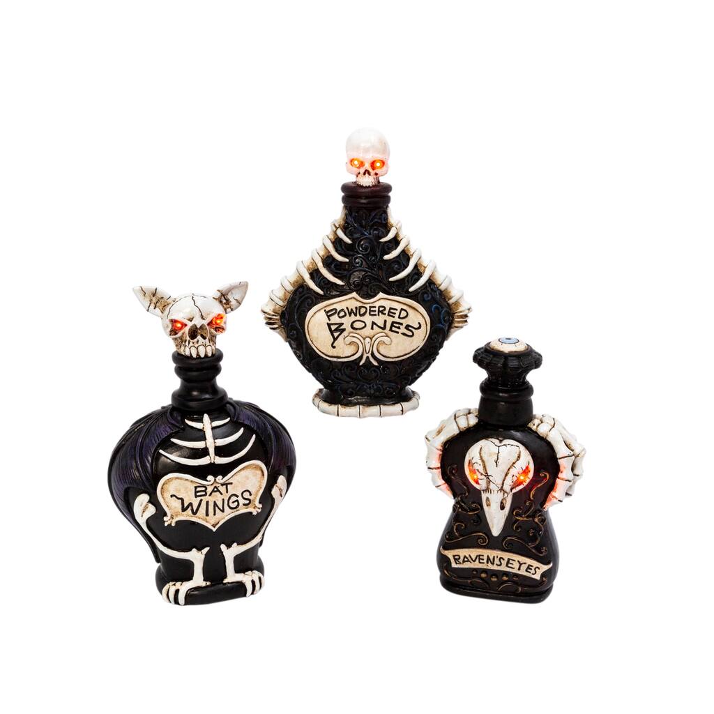 Set of 3 Battery Operated Lighted Halloween Potion Bottles