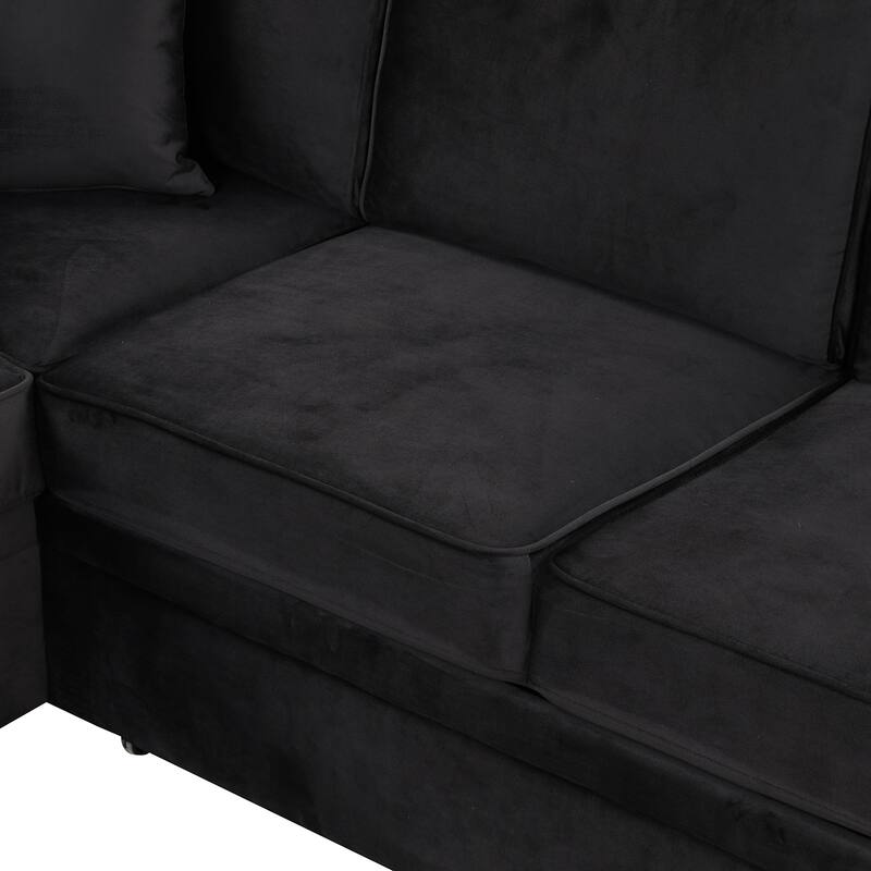 Modern 2 in 1 Pull Out sofa bed L Shape Couch with Storage Ottoman