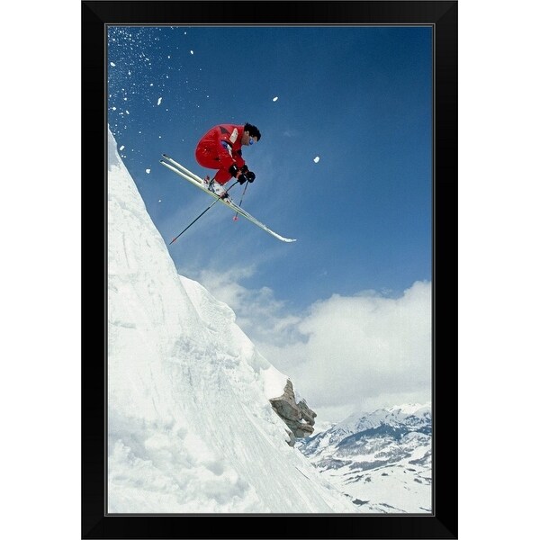 "Airborne alpine skier, Crested Butte, CO" Black Framed Print