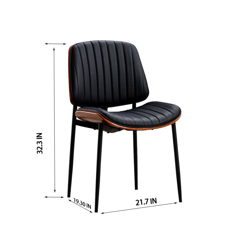 Set of 2 Mid-Century Modern Upholstered Dining Chaies with Metal Legs