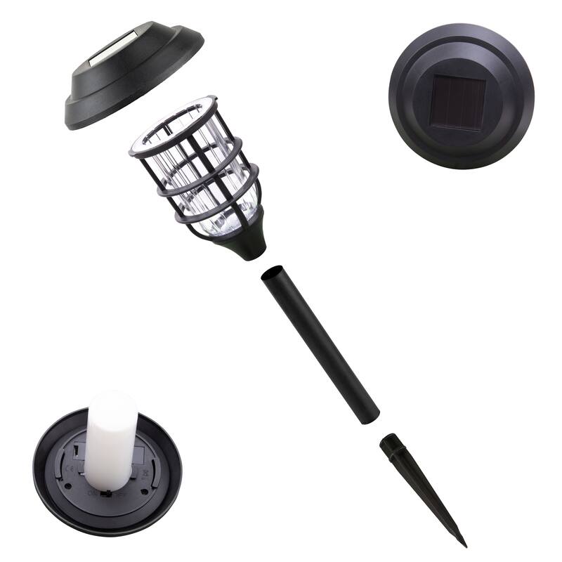 Alpine Corporation 17" Tall Outdoor Solar Powered Pathway LED Torch Light Stakes (Set of 6)