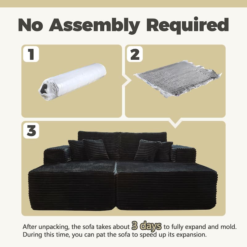 HOOOWOOO Upgraded Plush Sectional Sofa L-shaped Couch with Ottoman and Pillow