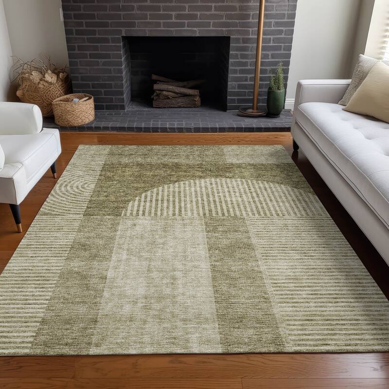 Machine Washable Indoor/ Outdoor Chantille Modern Deco Rug - Taupe - 2'6" x 3'10"