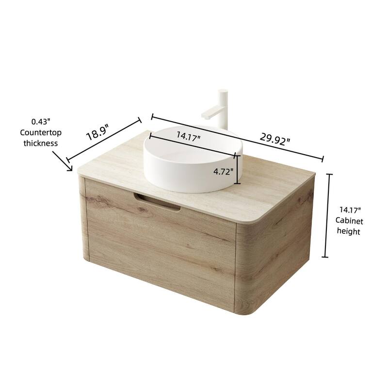 Wall-mounted Bathroom Vanity with Round Vessel Basin