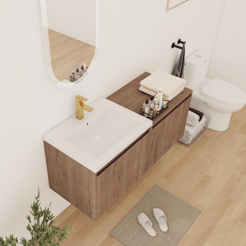 Bathroom Vanity With Sink In 24/36/48 Inch, Floating Bathroom Vanity With Soft Close Door