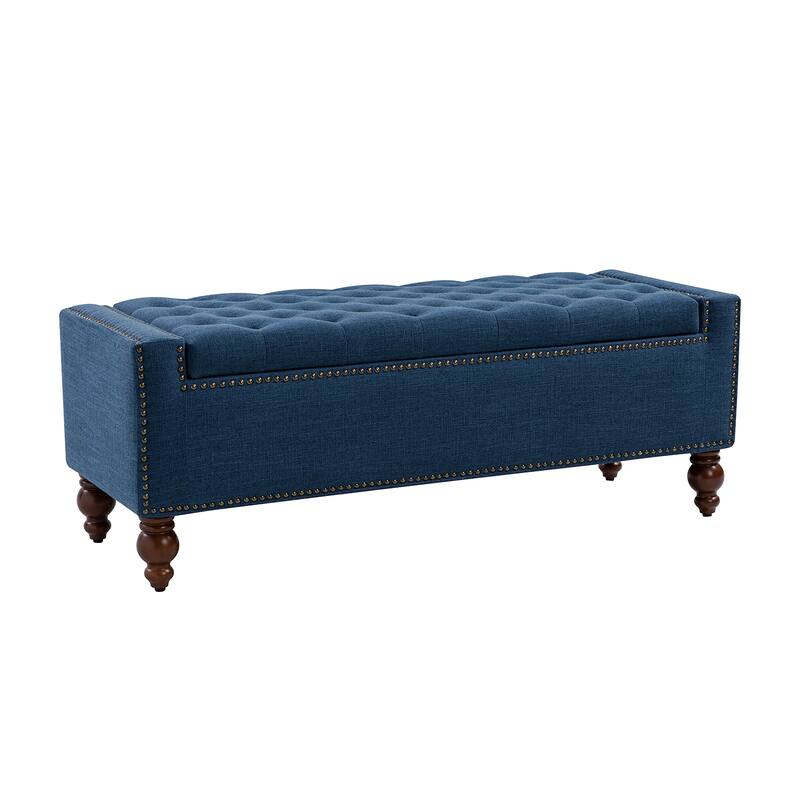 Felix Classic Button-Tufted Storage Bench With Nailhead Trims By HULALA HOME
