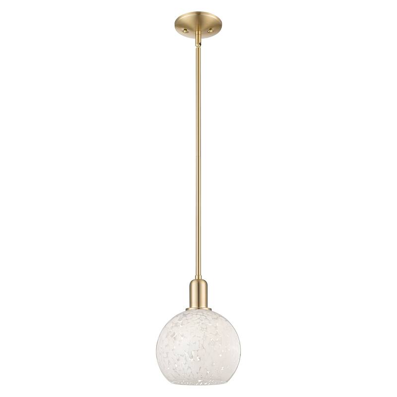 Innovations Lighting Endless Possibilities Arcadia - White Mouchette - 1 Light 8" Stem Hung Mini Pendant - Champagne Bronze
