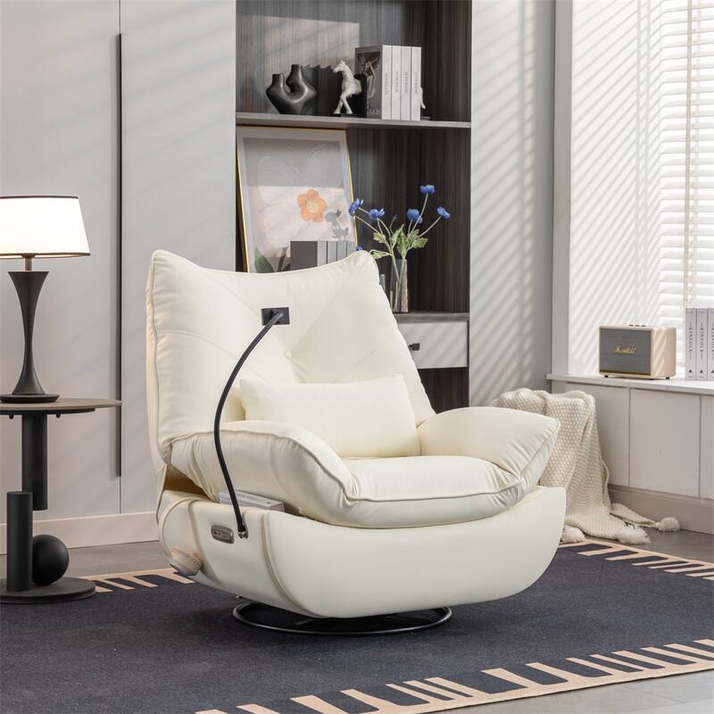 Power Swivel Rocking Chair with USB Port Charge &Lamp for Nursery