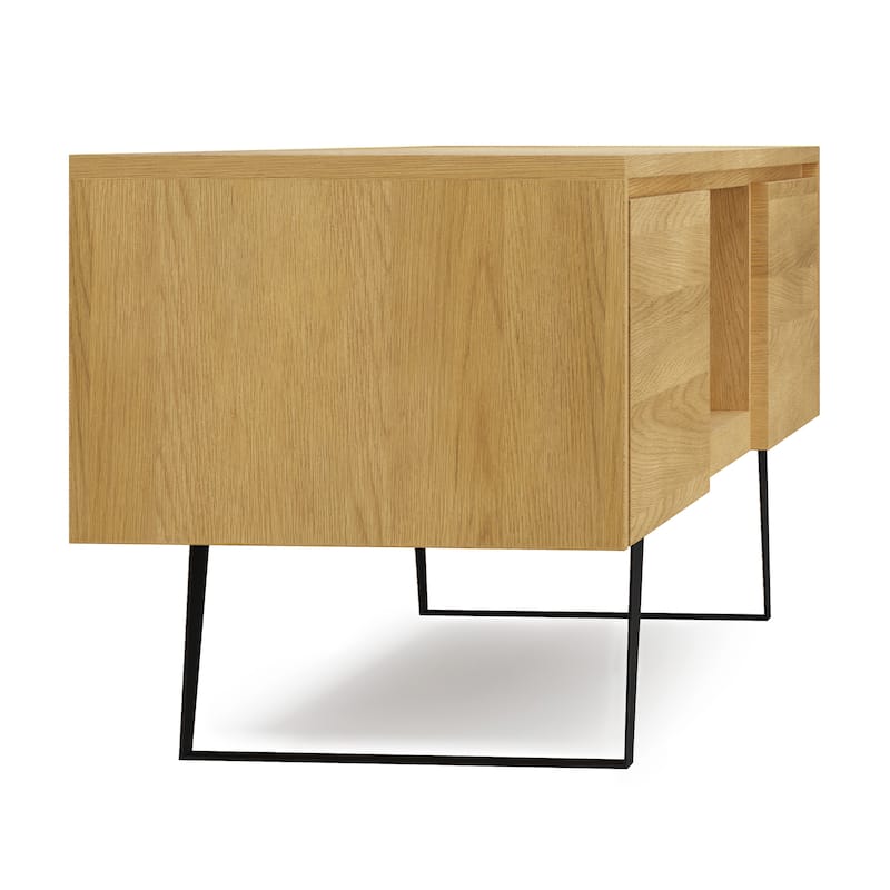 WYNDENHALL Mitchell SOLID WOOD 72 inch Wide Modern Industrial TV Media Stand For TVs up to 80 inches
