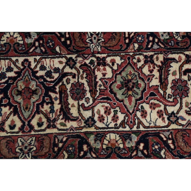 Hand Knotted Oriental 100% Wool Carpet Traditional All-Over Navy Blue & Blues Bidjar Area Rug - 12' 8'' X 6' 10''