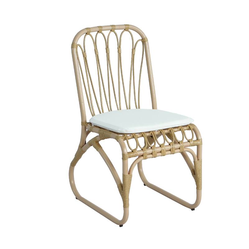 Roomfitters Set of 2 Hand-Woven PE Wicker Petal Chairs, Heavy-Duty 400lb Capacity with Washable Cushions