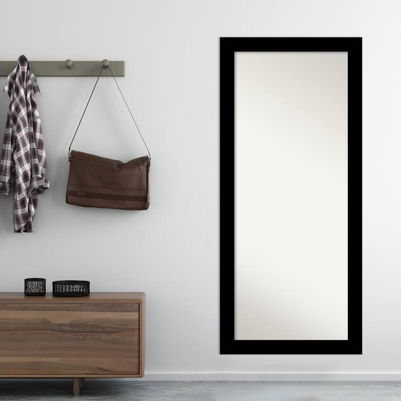 Basic Non-Beveled Wood Framed Full-Length Floor Leaner Mirror - Glass Size 24x60