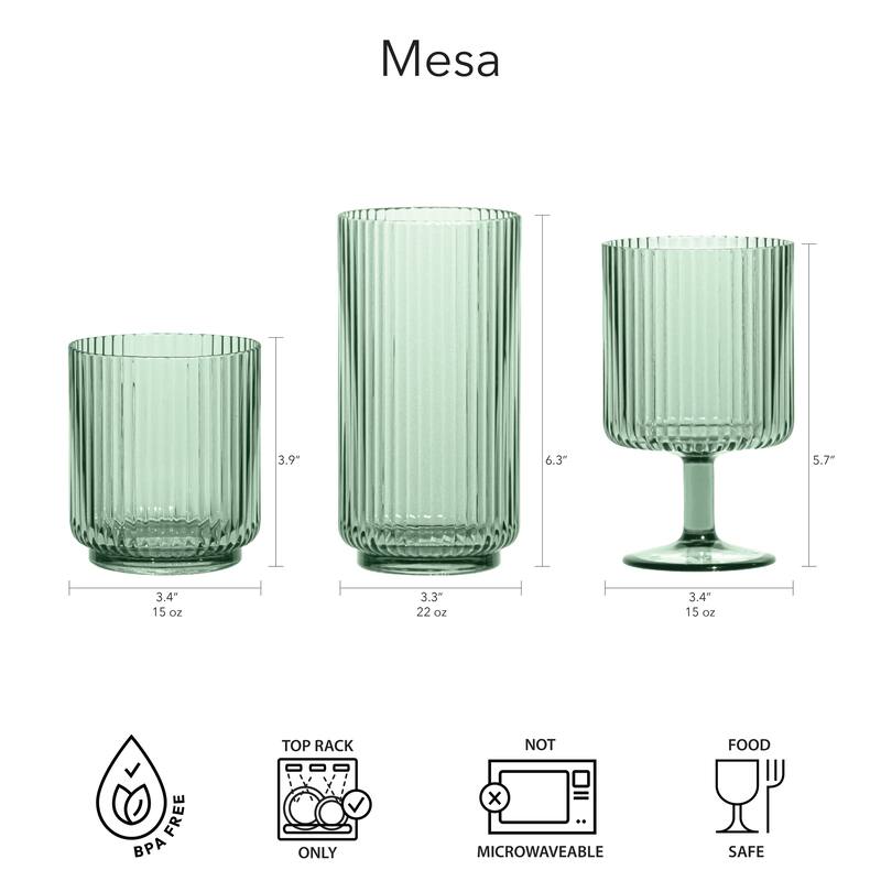 Abode Homewares Mesa Acrylic Drinking Glass - 22 oz - Set of 6