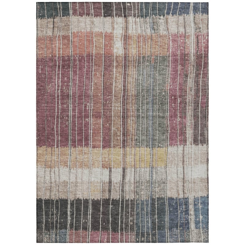 HomeRoots Striped Transitional Rectangle Outdoor Rug