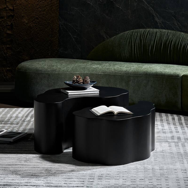 Irregular Coffee Tables Set of 2, Modern Unique Shape Accent Tables
