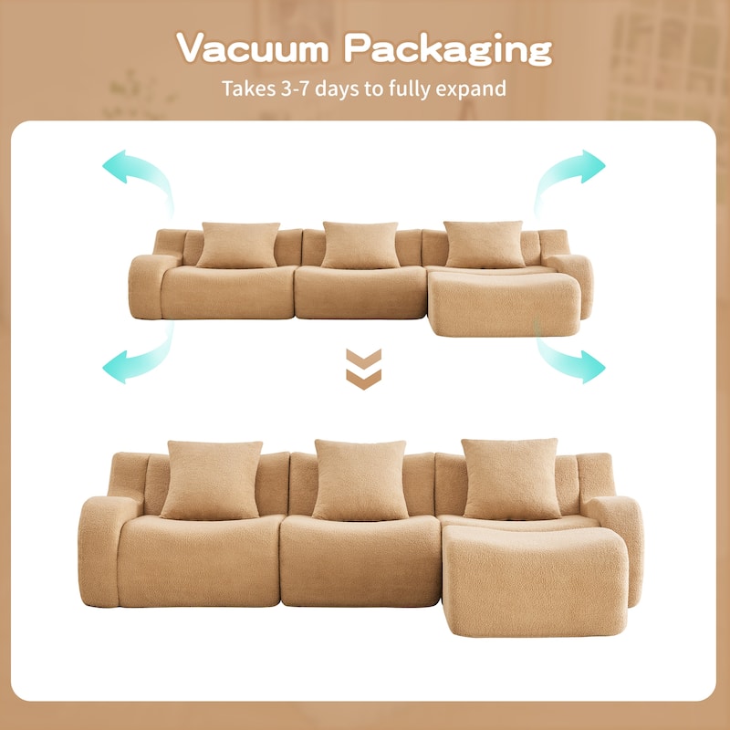 GDF Studio - Fairford 3-Seat Modular Sofa With Curved Armrests & Non-Slip Base