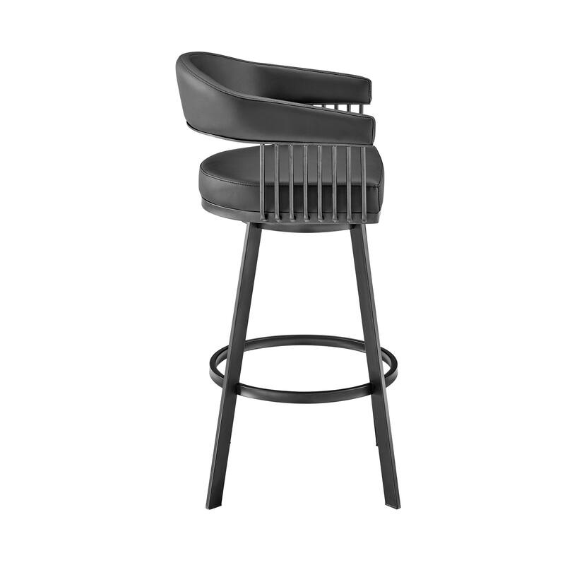 Modern Swivel Low Back Bar Height Stool Chair with Iron Frame and Metal Finish Perfect for Kitchen Island