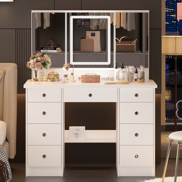 Vanity Desk with Mirror and Lights Large Makeup Vanity Dressing Table On Sale Bed Bath Beyond 38052891