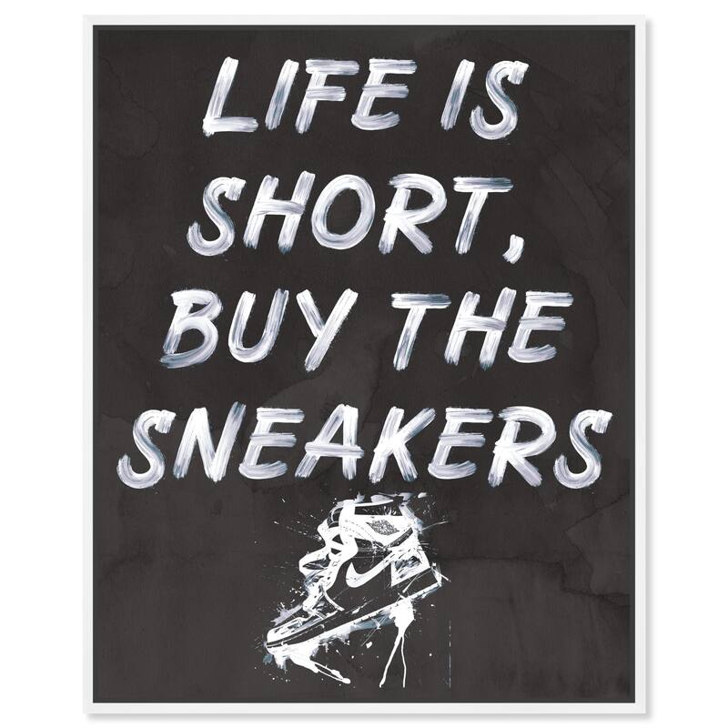 Notoriart Buy The Sneakers Framed Sneaker 1 Piece Canvas Wall Art - 31 x 37 - White
