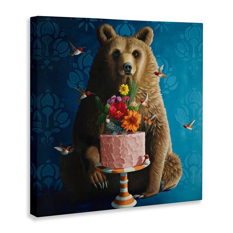 Stupell Bear with Sweet Dessert Cake Canvas Wall Art Design By Heather Gauthier