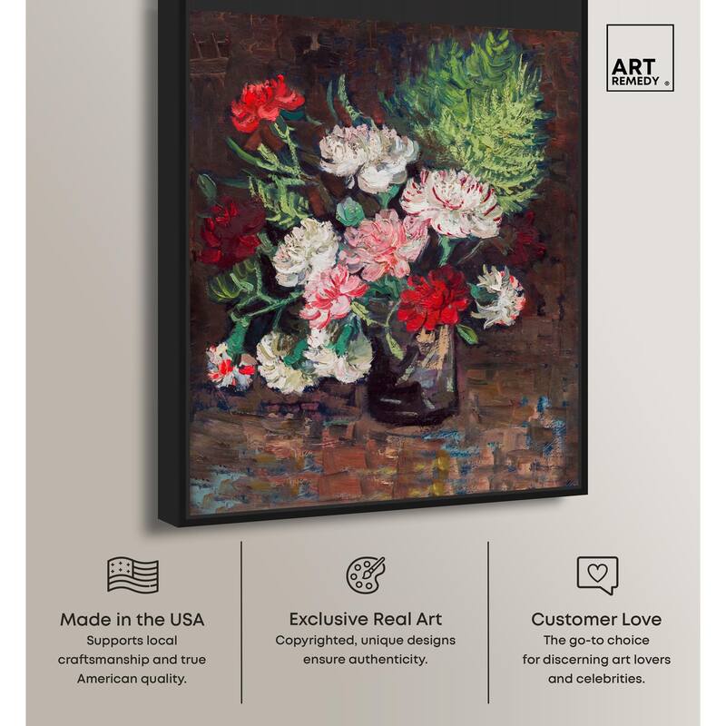 Vase with Carnations Canvas by Art Remedy