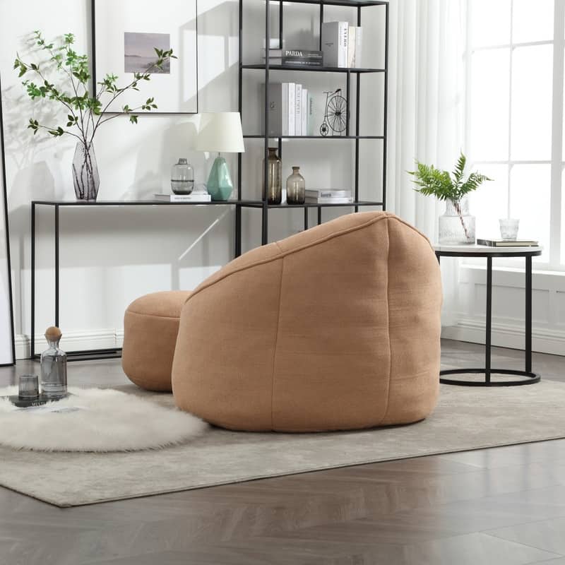 Compressed Foam Bean Bag Chair with Footrest - Plush Lounger for Modern Living Spaces