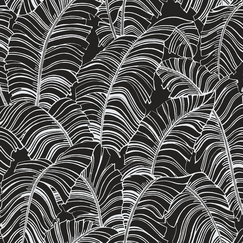 Galerie Wallcoverings Bazaar Broadleaf Design Non-woven Matte Wallpaper Roll - 33 feet x 21 inches - Black