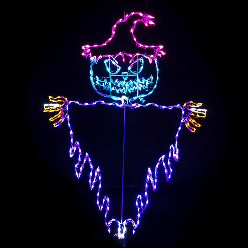 Halloween LED Jack O Lantern Voodoo Scarecrow 72 inches