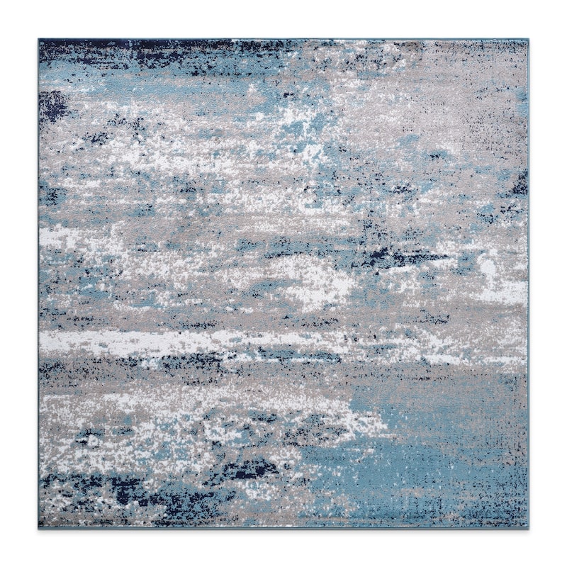 World Rug Gallery Distressed Abstract Watercolor Area Rug