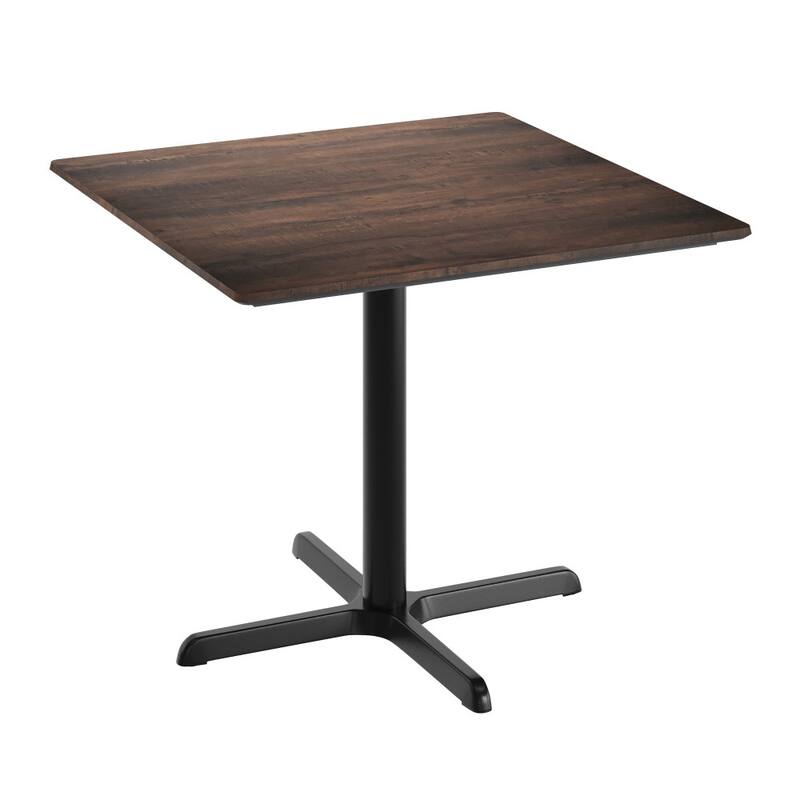 Commercial HPL Tabletop with Table Height Crisscross Base - Dark Brown/Black Base