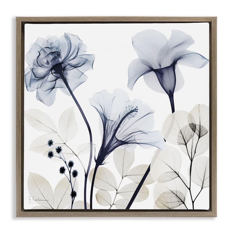 Stupell Sophisticated Minimal Flowers Framed Floater Canvas Wall Art Design By Albert Koetsier - 18 x 18 - Brown