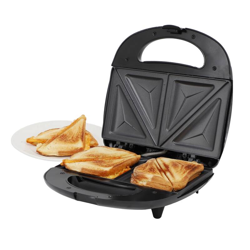 Electric Compact Non-Stick Plate Cool-Touch Handle Indicator Lights Sandwich Maker