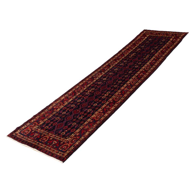 ECARPETGALLERY Hand-knotted Andelz Navy Wool Rug - 3'5 x 13'7