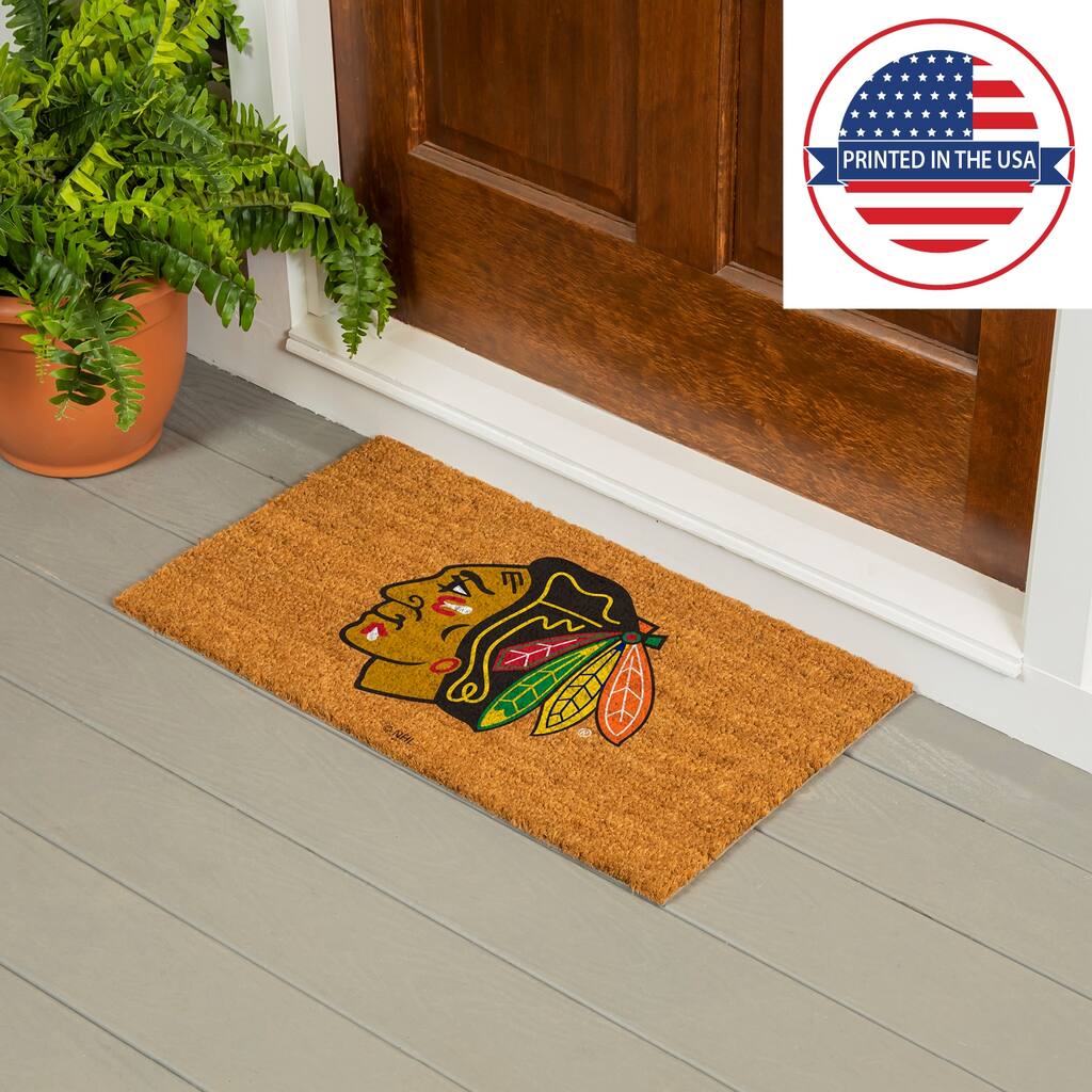 Coir Door Mat, 16"x 28", Chicago Blackhawks - 28" x 16"